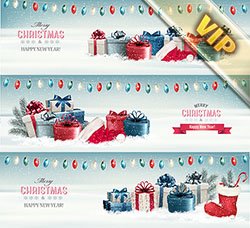 圣诞节-网站广告宣传模板：Stock Vector Christmas banner 25